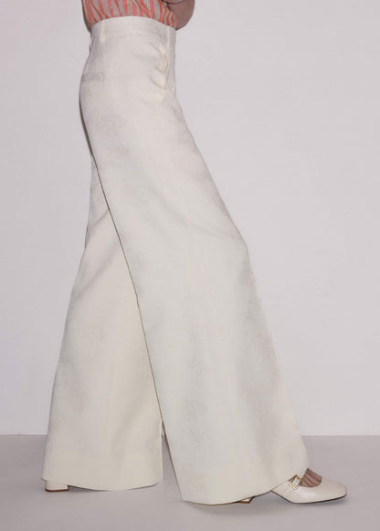 Ivory Luxe Jacquard Wide-Leg Pant | ME+EM Clothing