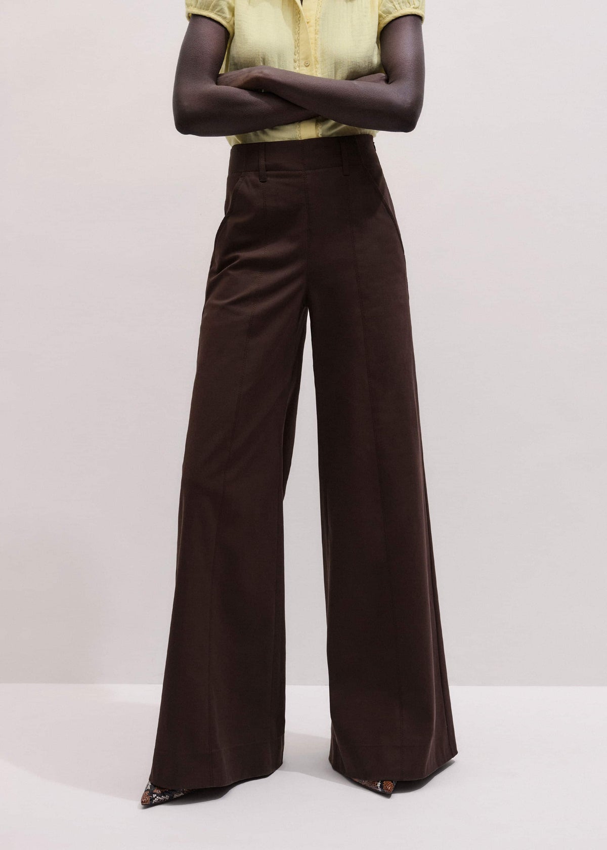 Brown High Waist Wide-Leg Pant | ME+EM Clothing