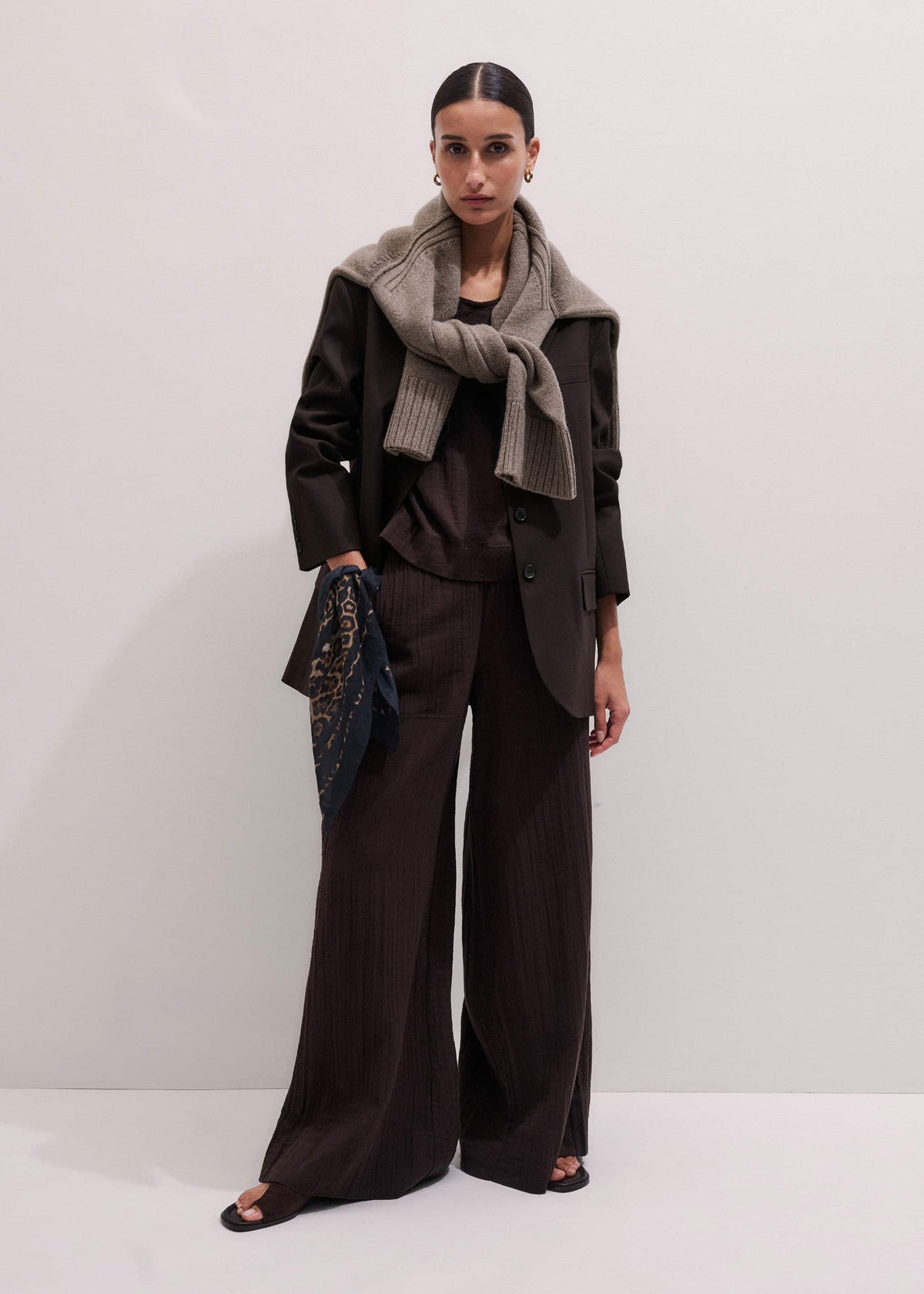 Brown Cheesecloth Wide-Leg Pant | ME+EM Clothing