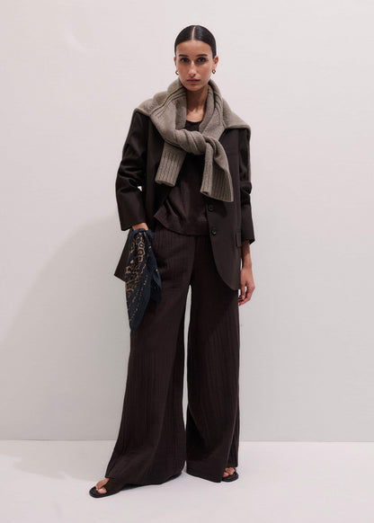 Brown Cheesecloth Wide-Leg Pant | ME+EM Clothing