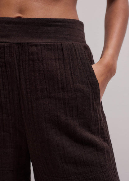 Brown Cheesecloth Wide-Leg Pant | ME+EM Clothing
