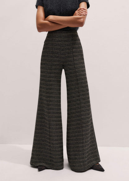 Black Stripe Tweed Wide-Leg Pant | ME+EM Clothing