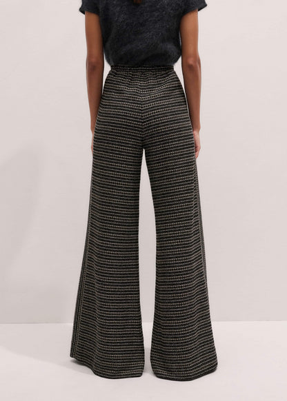 Black Stripe Tweed Wide-Leg Pant | ME+EM Clothing