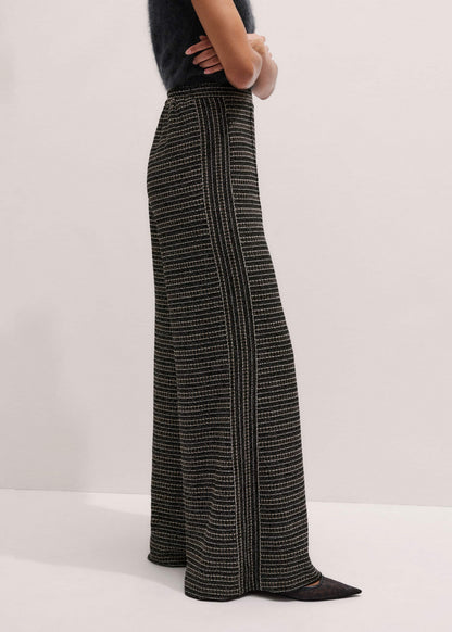 Black Stripe Tweed Wide-Leg Pant | ME+EM Clothing