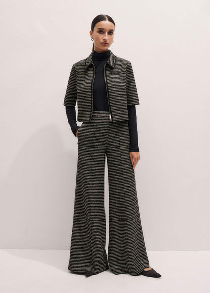 Black Stripe Tweed Wide-Leg Pant | ME+EM Clothing