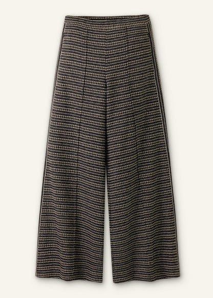 Black Stripe Tweed Wide-Leg Pant | ME+EM Clothing