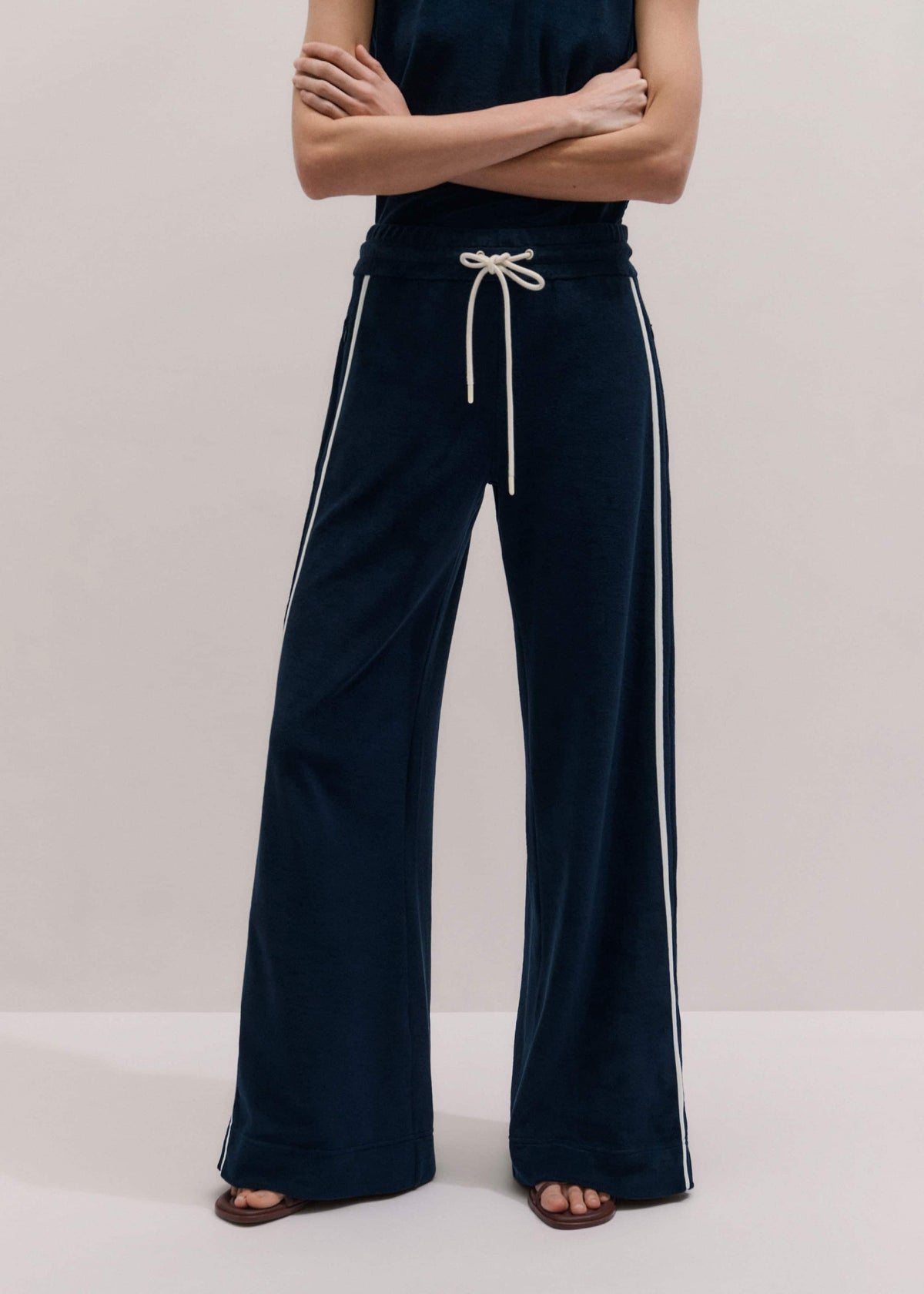 Navy Rib Trim Track Pant | ME+EM Clothing