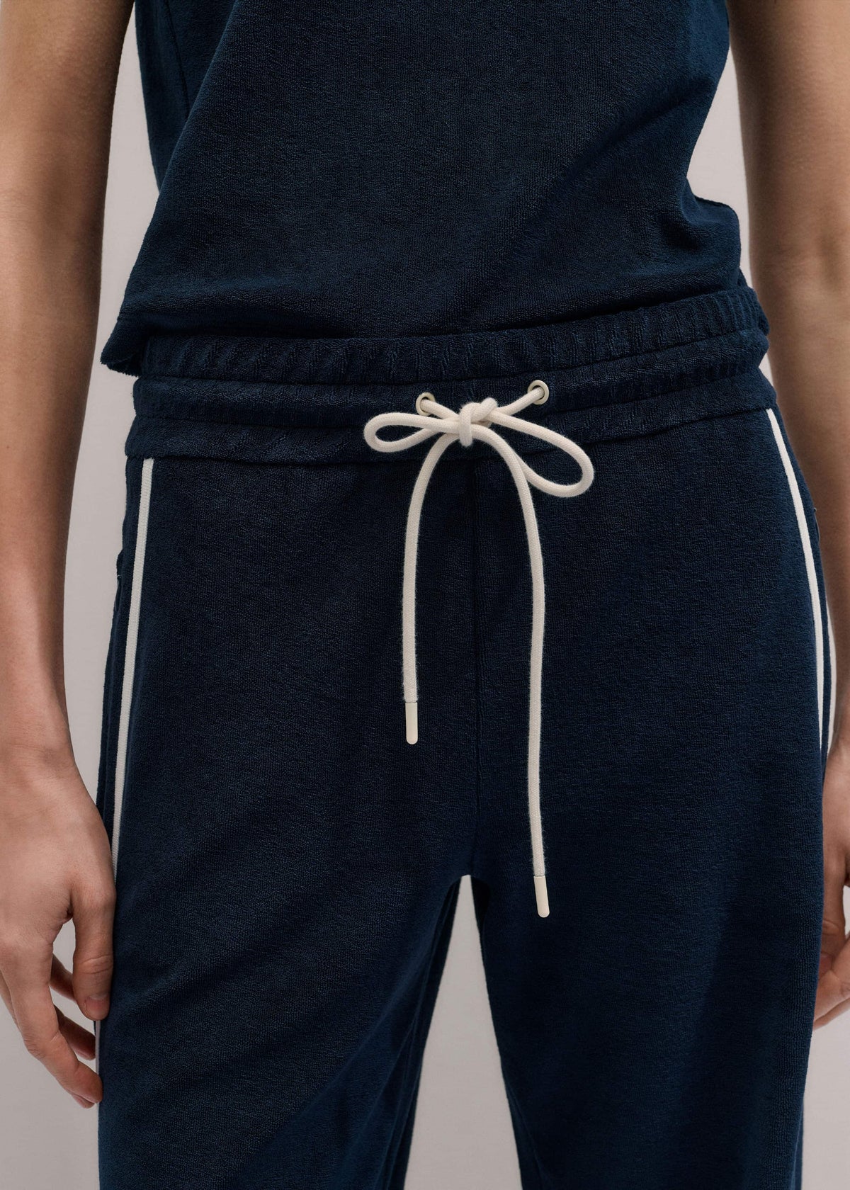 Navy Rib Trim Track Pant | ME+EM Clothing