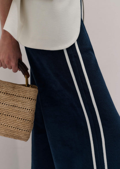 Navy Rib Trim Track Pant | ME+EM Clothing