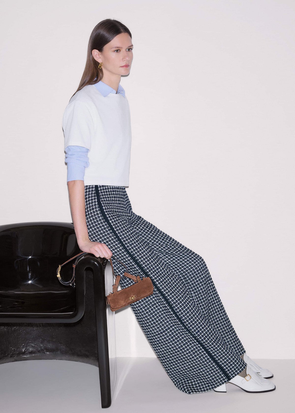 Navy Textured Wide-Leg Pant | ME+EM Clothing