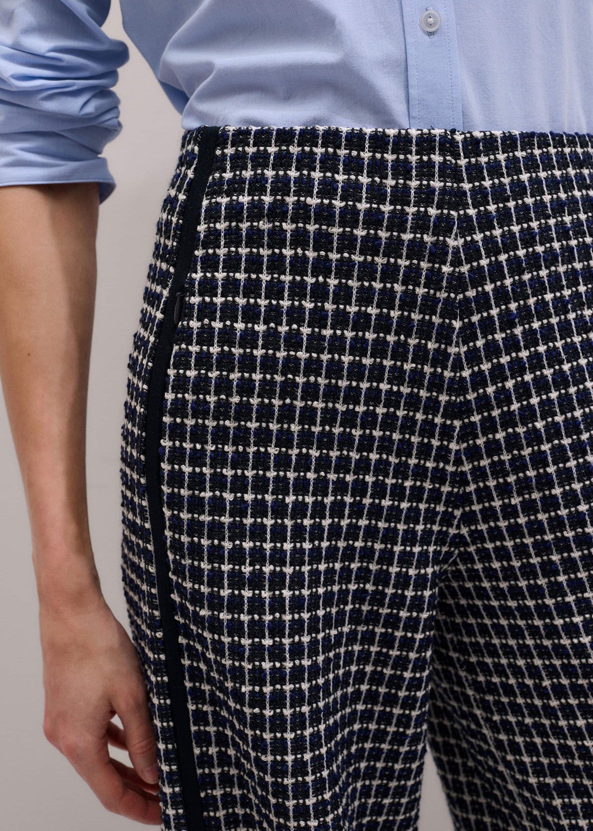 Navy Textured Wide-Leg Pant | ME+EM Clothing