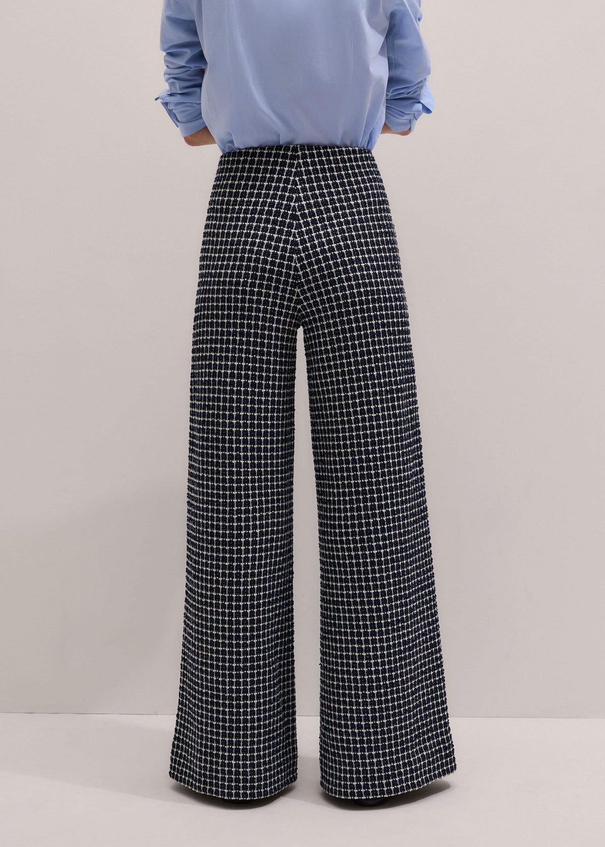 Navy Textured Wide-Leg Pant | ME+EM Clothing