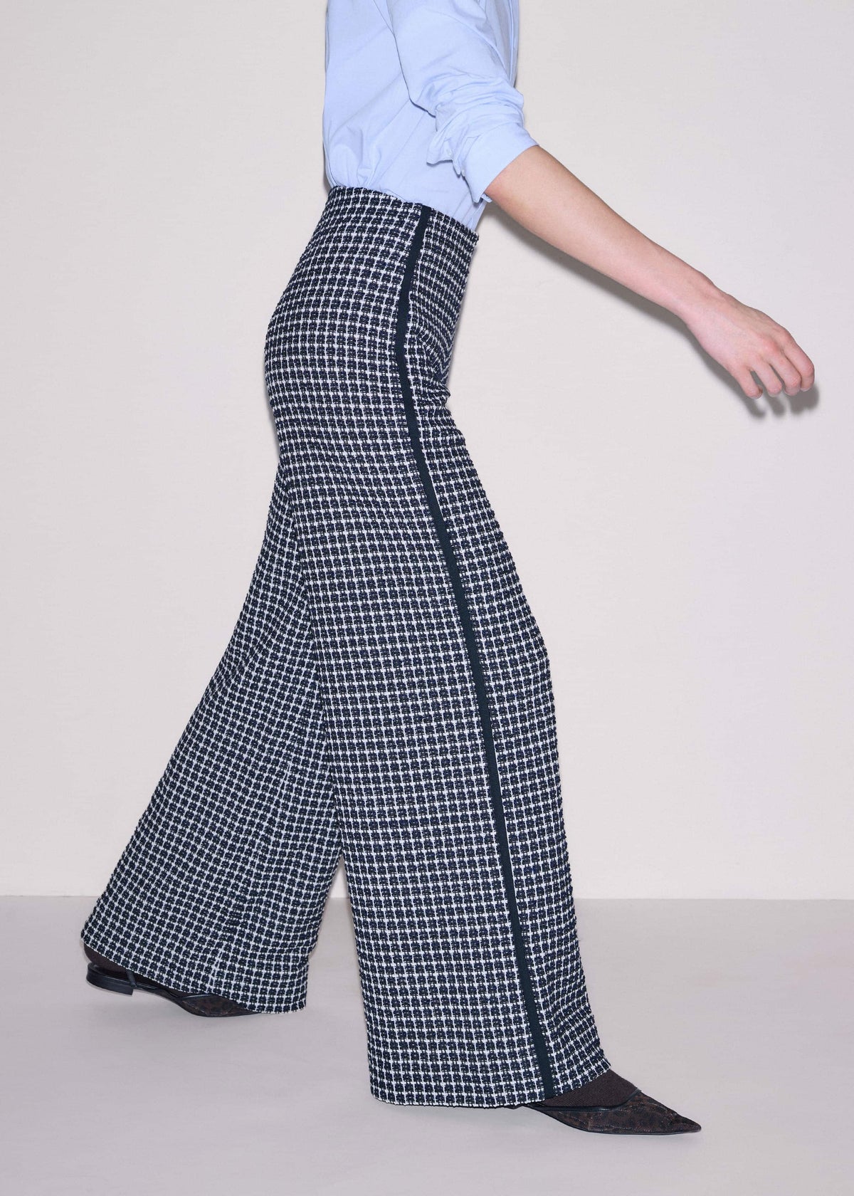 Navy Textured Wide-Leg Pant | ME+EM Clothing
