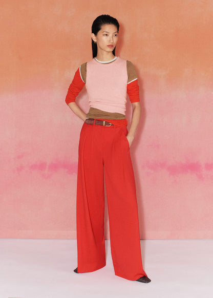 Red Perfect Wide Pleat Front Pant | ME+EM Clothing