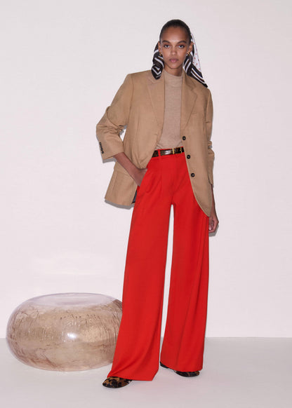 Red Perfect Wide Pleat Front Pant | ME+EM Clothing