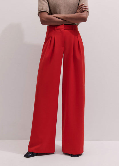 Red Perfect Wide Pleat Front Pant | ME+EM Clothing