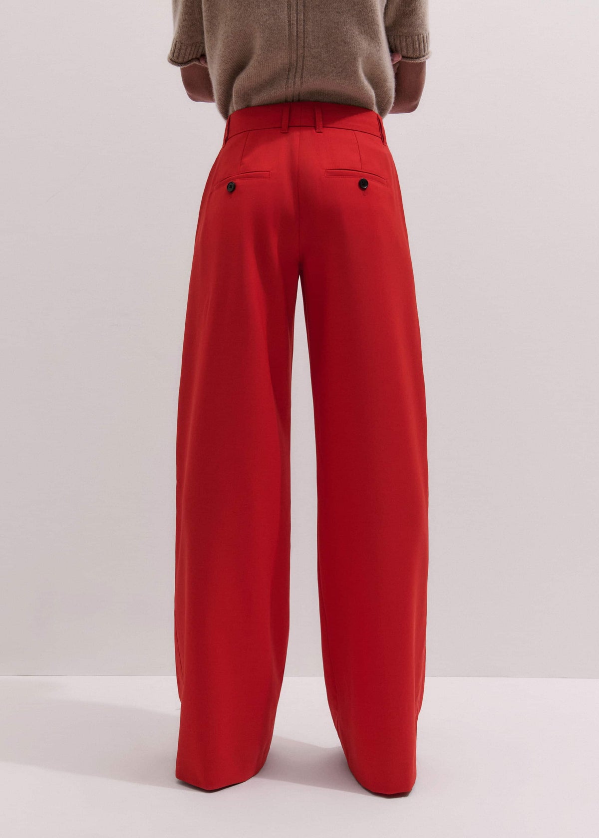Red Perfect Wide Pleat Front Pant | ME+EM Clothing