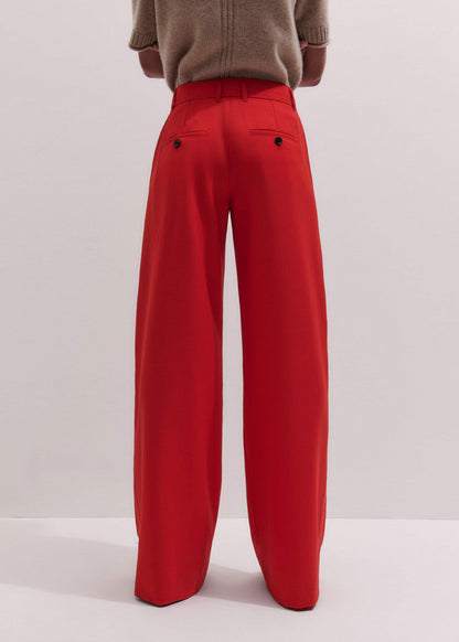 Red Perfect Wide Pleat Front Pant | ME+EM Clothing
