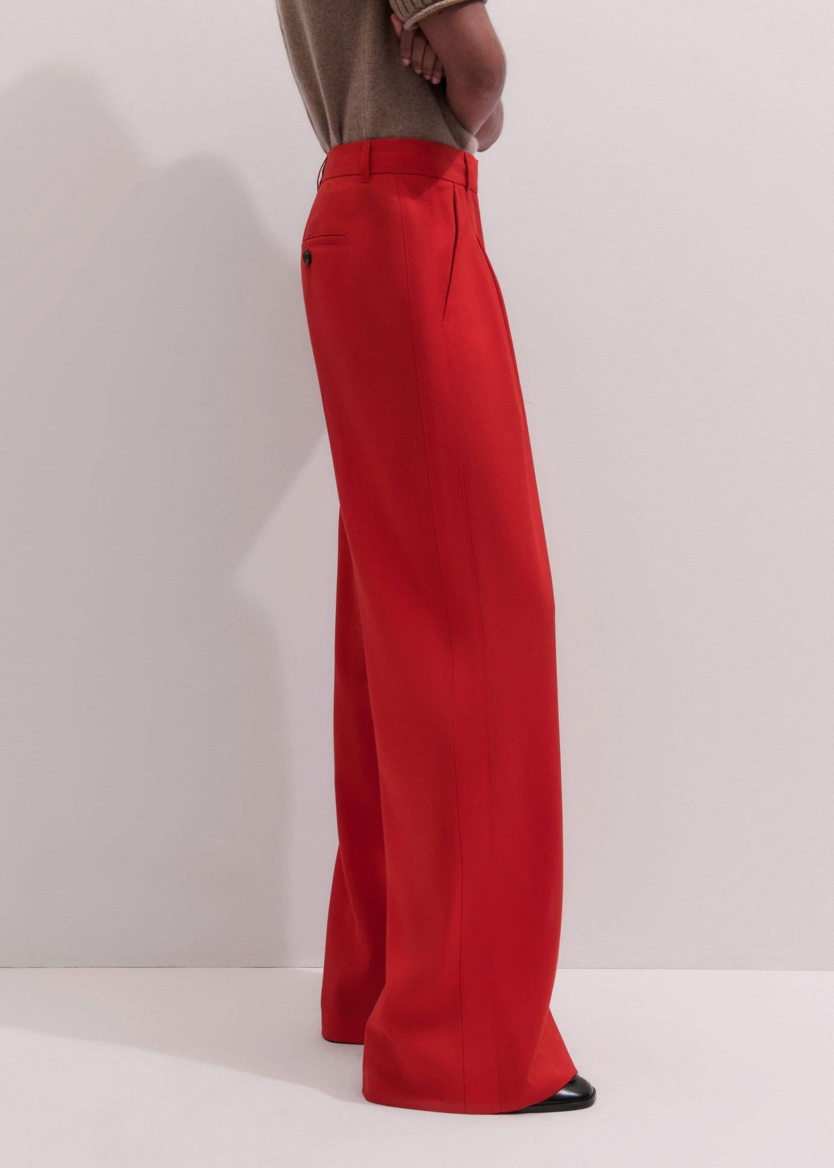 Red Perfect Wide Pleat Front Pant | ME+EM Clothing
