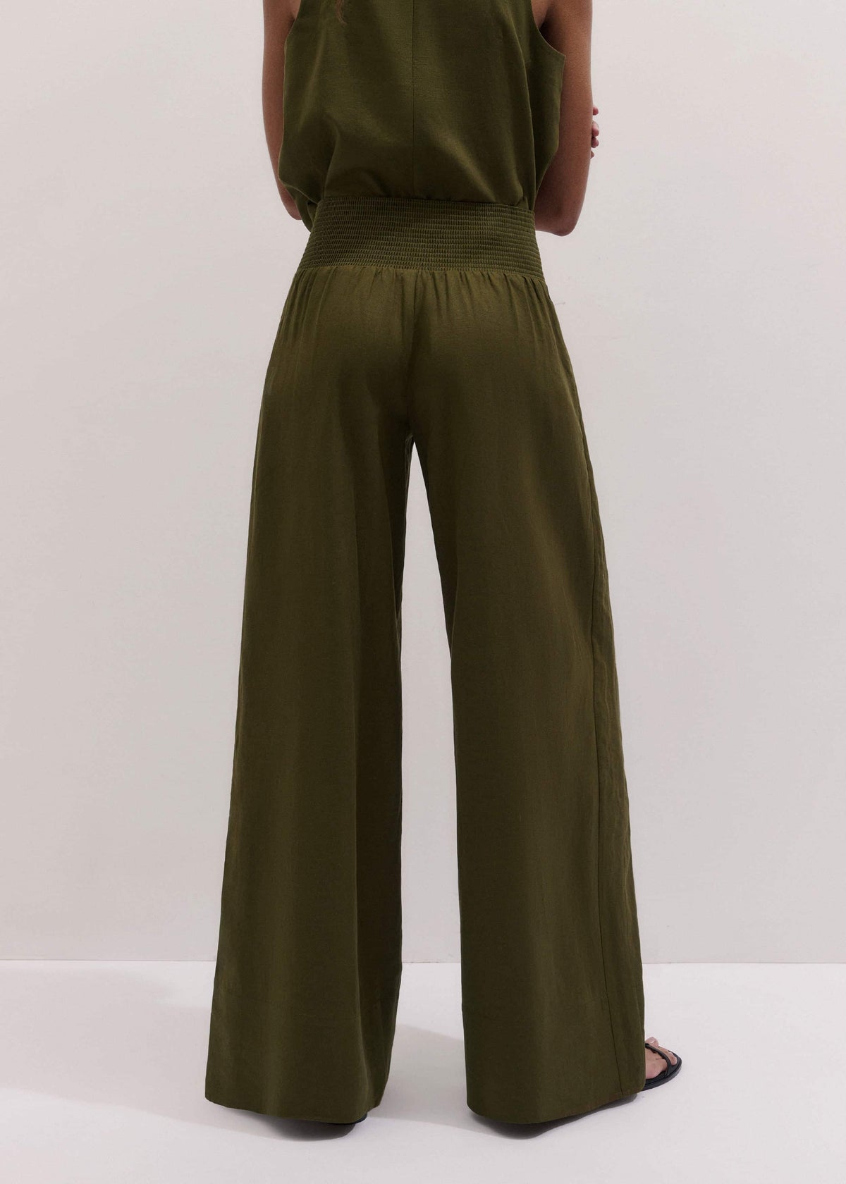 Olive Green Shirred Wide Pant | ME+EM Clothing