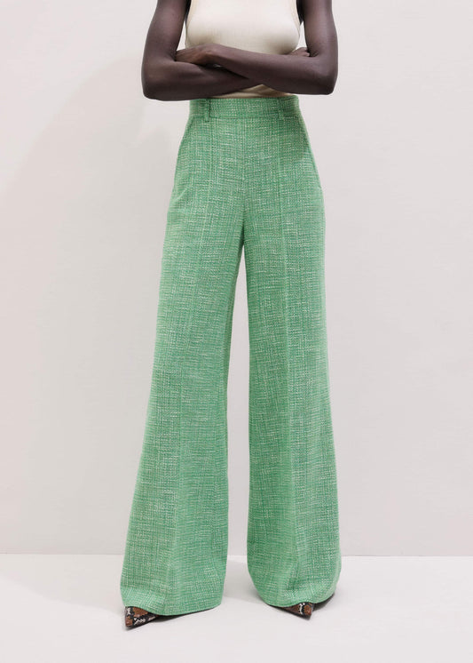 Green Textured Wide-Leg Pant | ME+EM Clothing