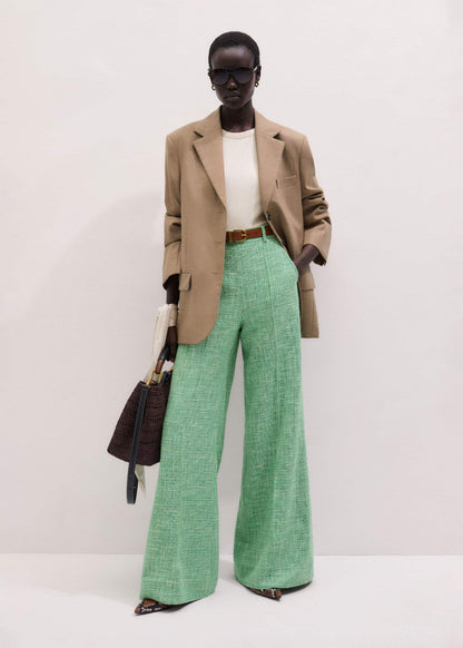 Green Textured Wide-Leg Pant | ME+EM Clothing