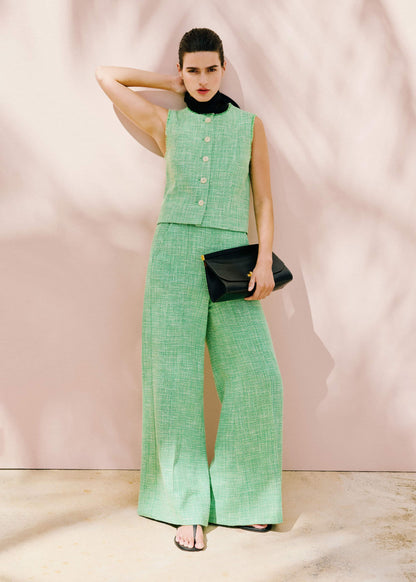 Green Textured Wide-Leg Pant | ME+EM Clothing