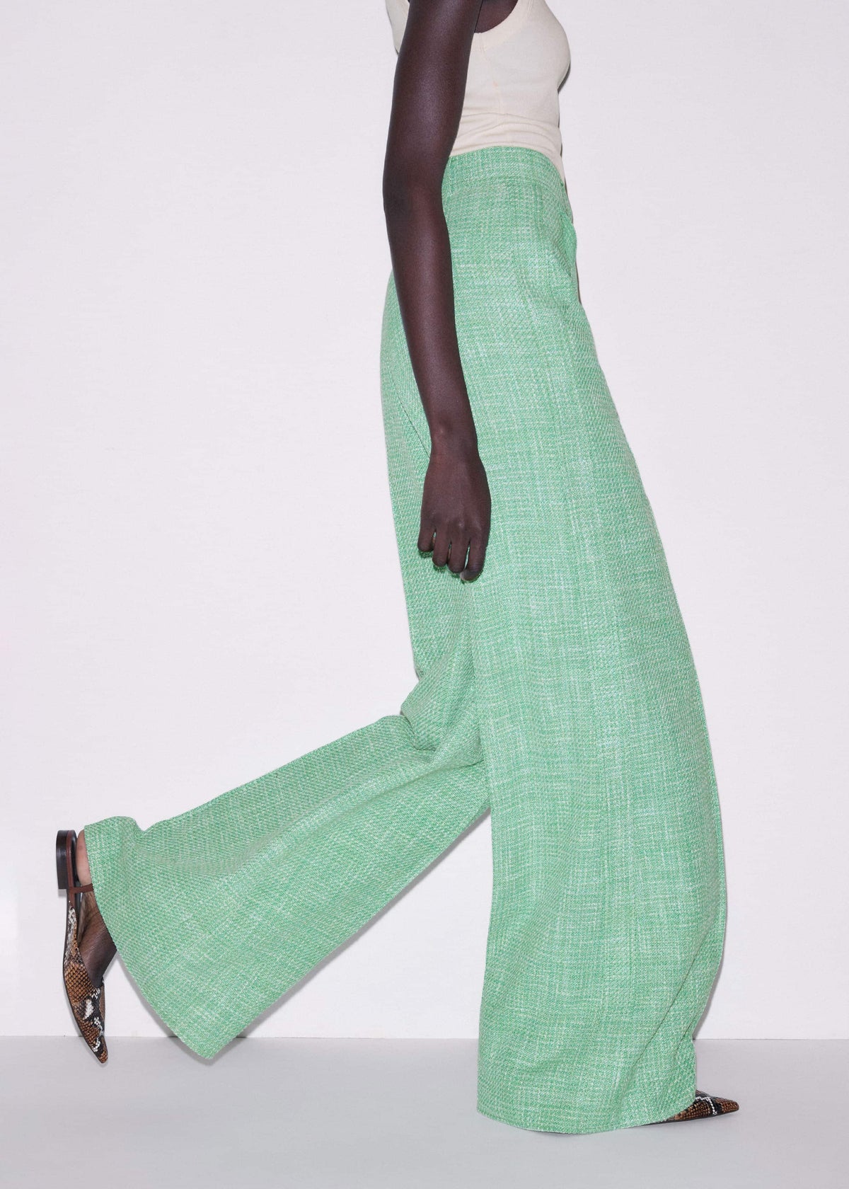 Green Textured Wide-Leg Pant | ME+EM Clothing