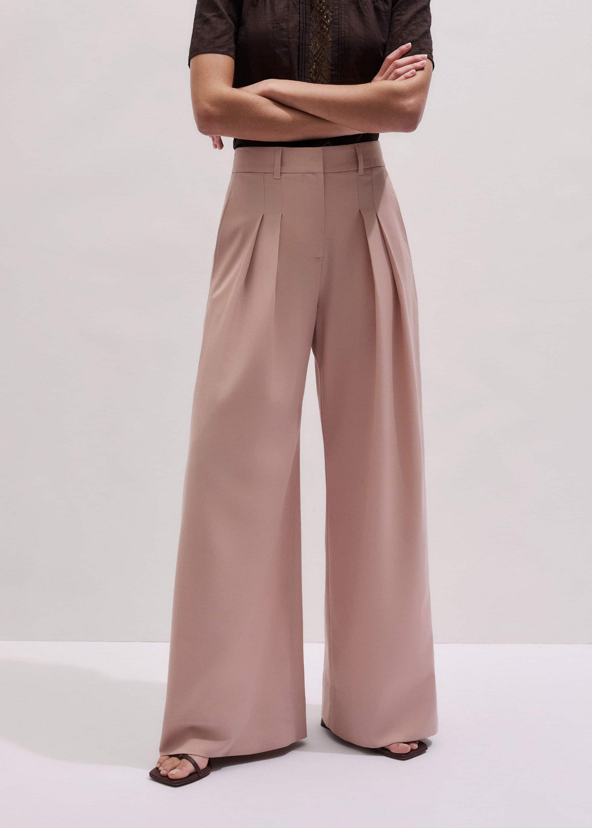 Pink Pleat Wide-Leg Pant | ME+EM Clothing