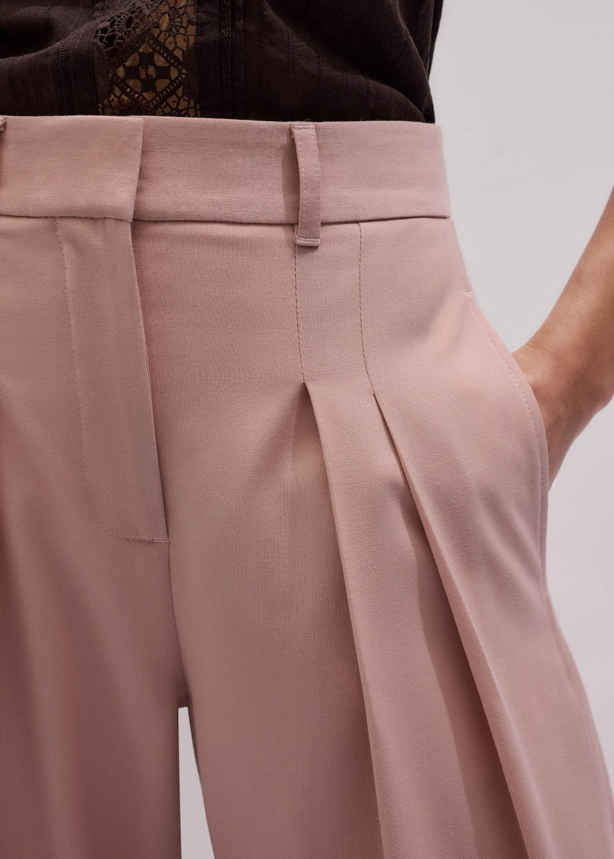 Pink Pleat Wide-Leg Pant | ME+EM Clothing
