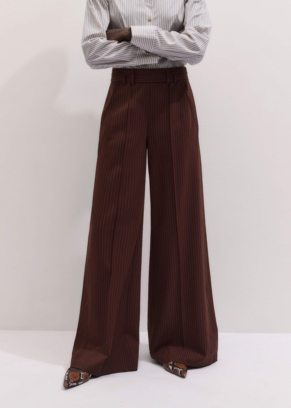Cinnamon Pinstripe Wide-Leg Pant | ME+EM Clothing