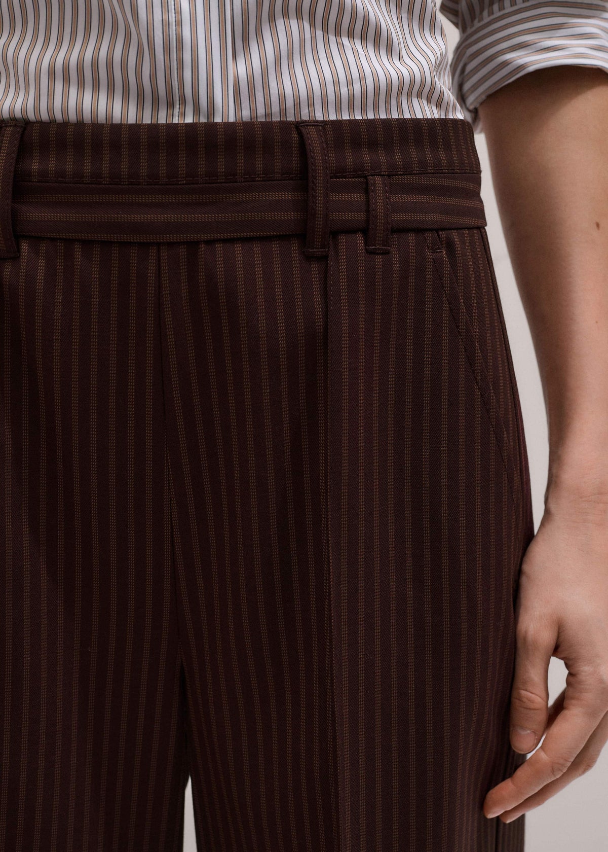 Cinnamon Pinstripe Wide-Leg Pant | ME+EM Clothing