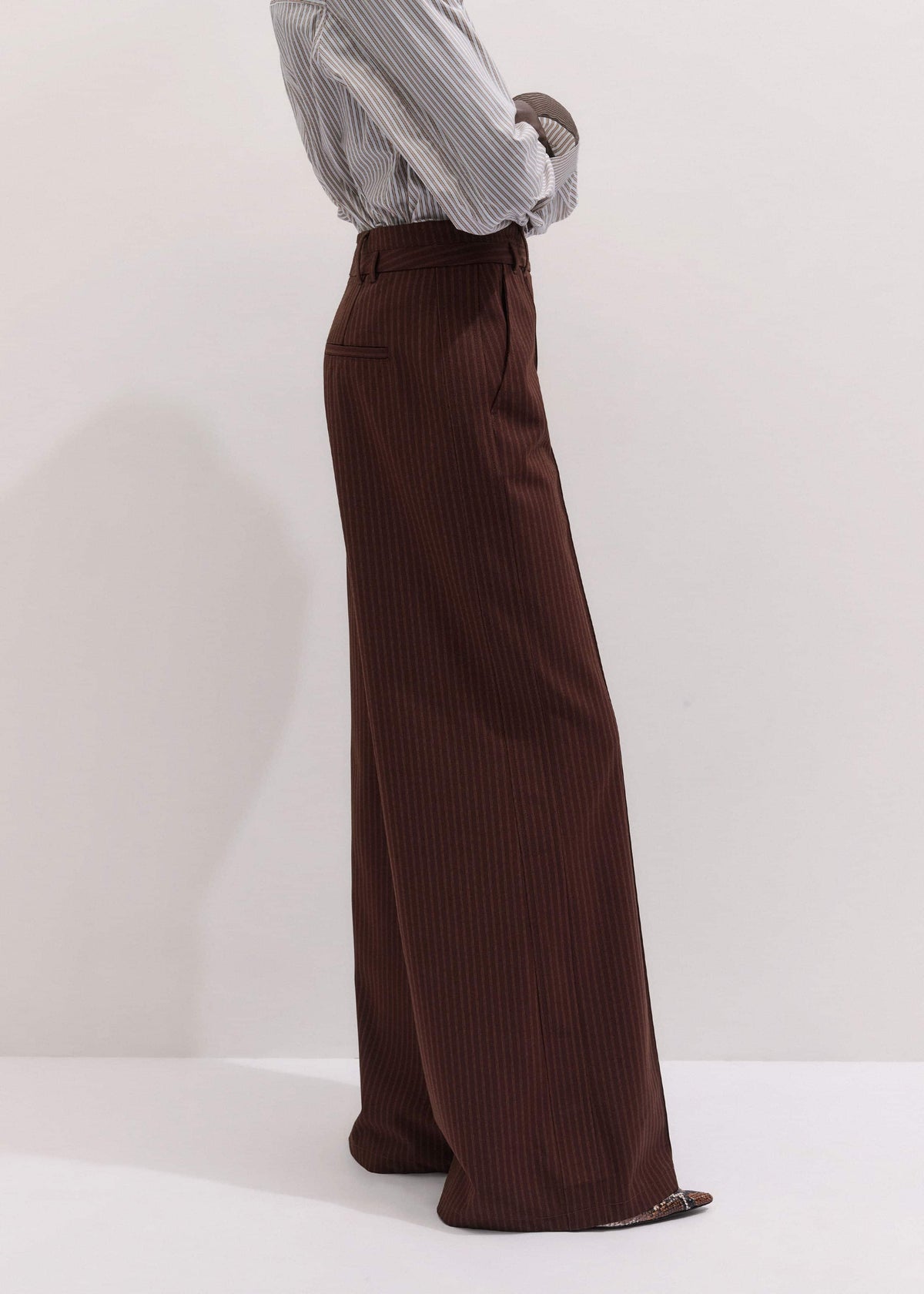 Cinnamon Pinstripe Wide-Leg Pant | ME+EM Clothing