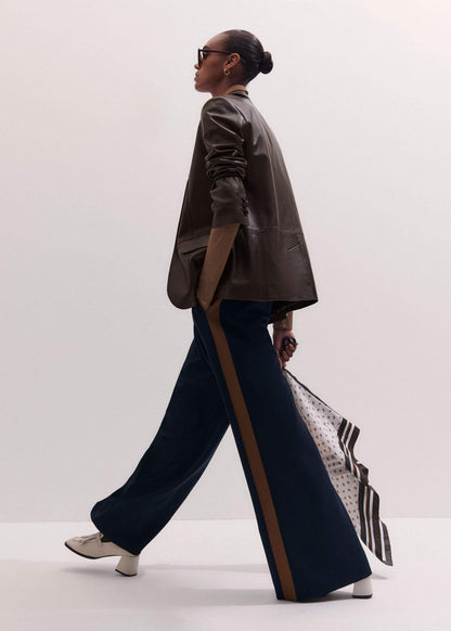 Navy Contrast Side Panel Wide-Leg Pant | ME+EM Clothing