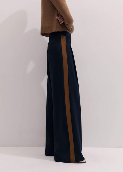 Navy Contrast Side Panel Wide-Leg Pant | ME+EM Clothing