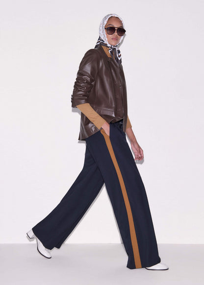 Navy Contrast Side Panel Wide-Leg Pant | ME+EM Clothing