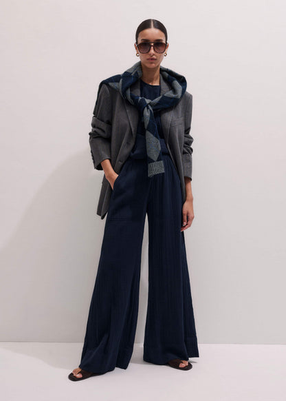 Navy Cheesecloth Wide-Leg Pant | ME+EM Clothing