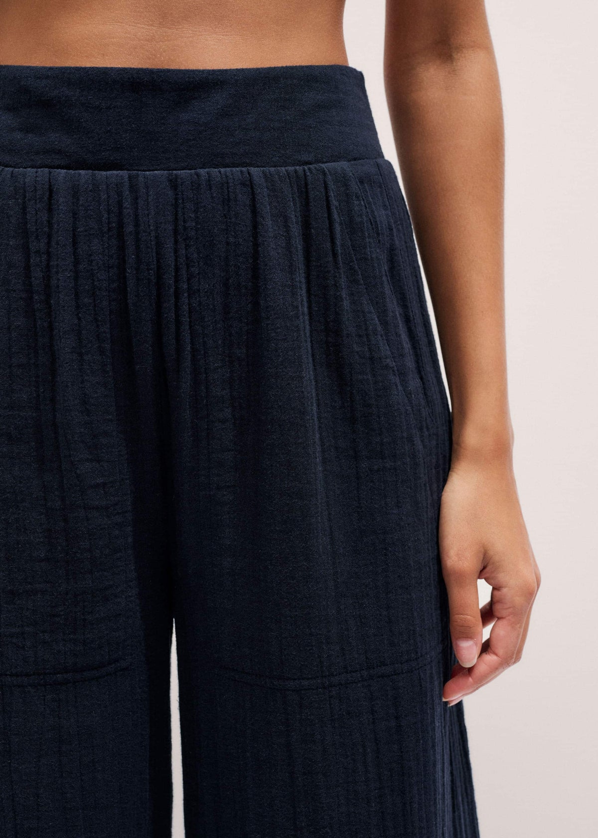 Navy Cheesecloth Wide-Leg Pant | ME+EM Clothing