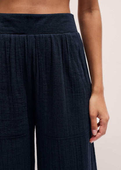 Navy Cheesecloth Wide-Leg Pant | ME+EM Clothing
