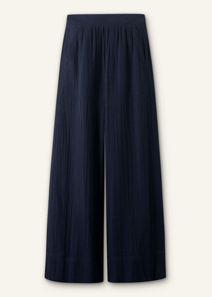 Navy Cheesecloth Wide-Leg Pant | ME+EM Clothing