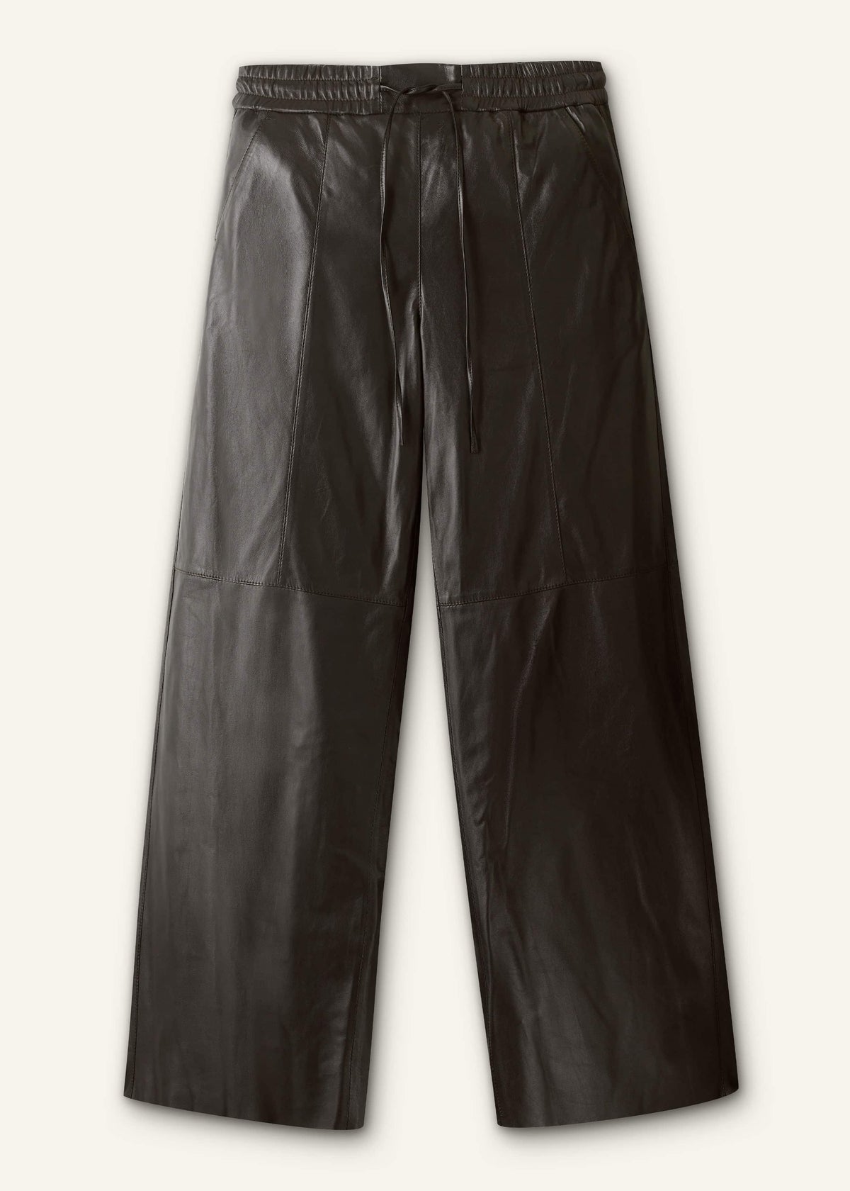 Warm Black Leather Wide-Leg Track Pant | ME+EM Clothing