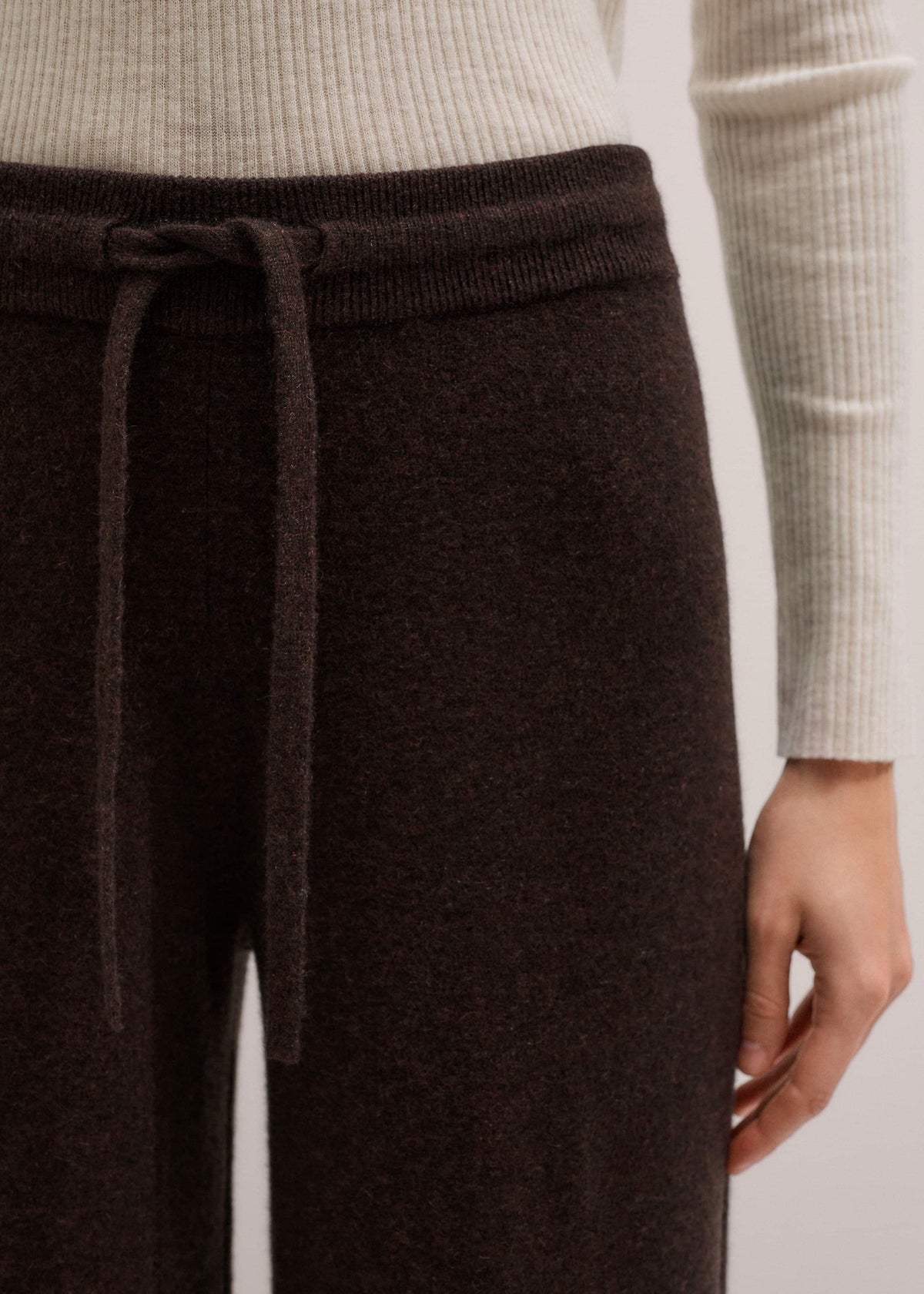Brown Cashmere Wide-Leg Knit Pant | ME+EM Clothing