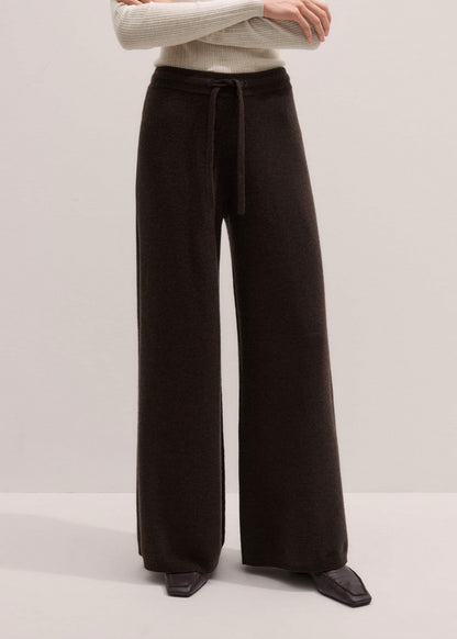 Brown Cashmere Wide-Leg Knit Pant | ME+EM Clothing