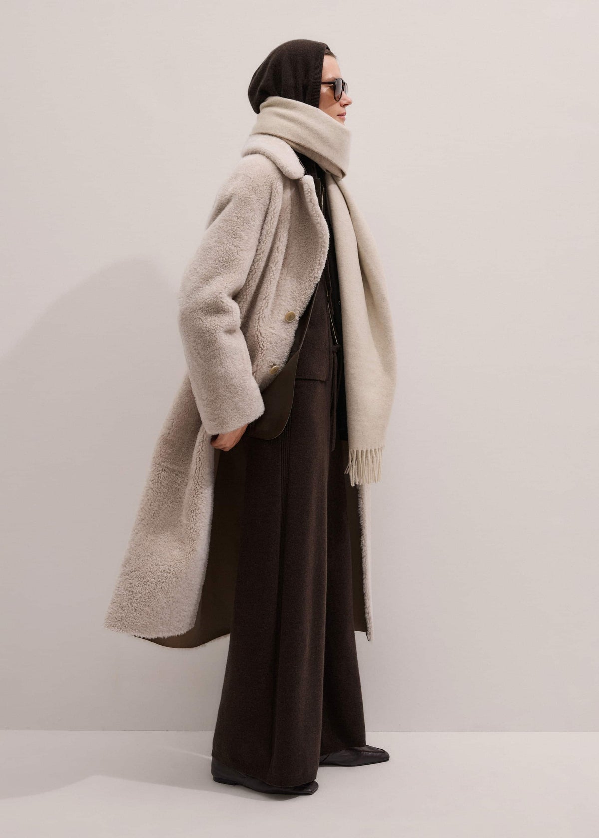 Brown Cashmere Wide-Leg Knit Pant | ME+EM Clothing