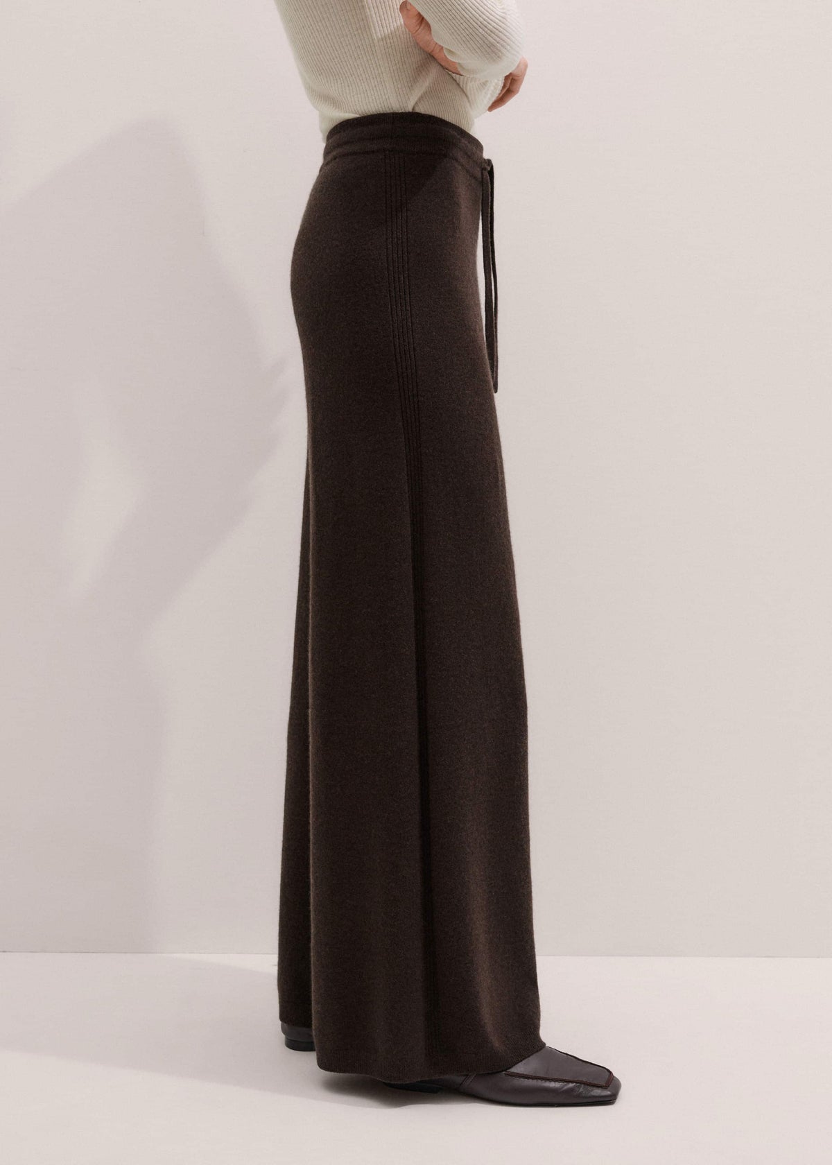 Brown Cashmere Wide-Leg Knit Pant | ME+EM Clothing