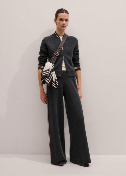 Gray Side Stripe Milano Knit Wide Leg Pant | ME+EM Clothing
