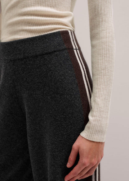 Gray Side Stripe Milano Knit Wide Leg Pant | ME+EM Clothing