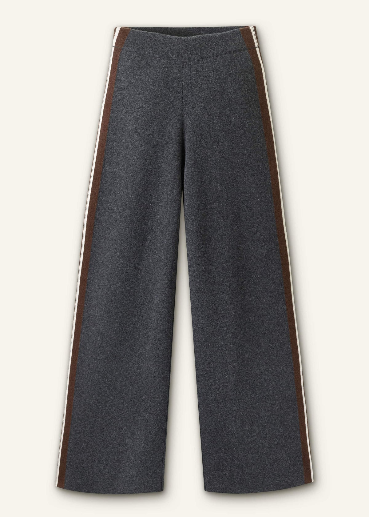 Gray Side Stripe Milano Knit Wide Leg Pant | ME+EM Clothing