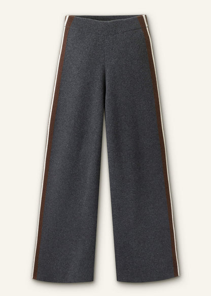 Gray Side Stripe Milano Knit Wide Leg Pant | ME+EM Clothing