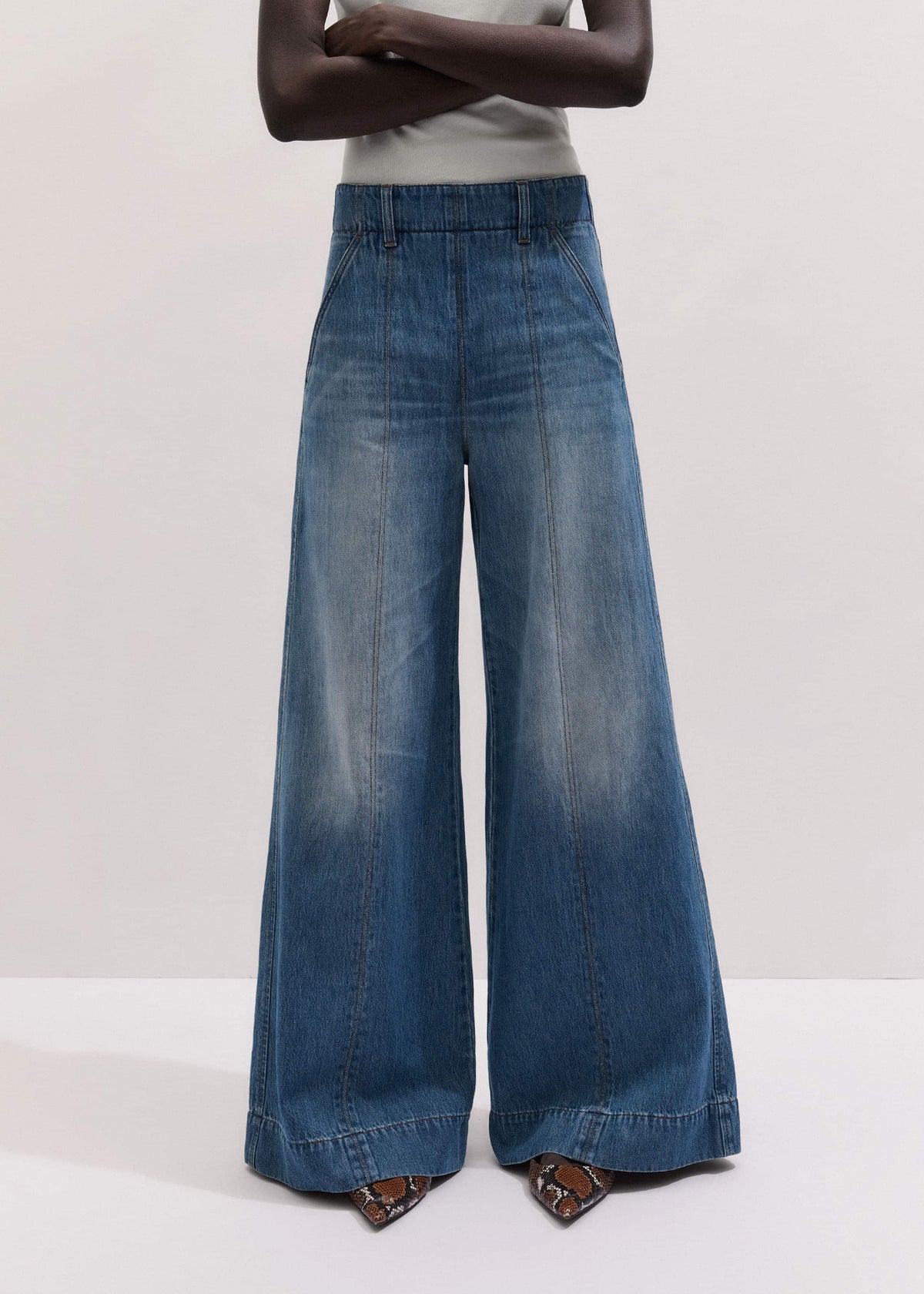 Mid-Blue High Waist Wide Jean | ME+EM Clothing
